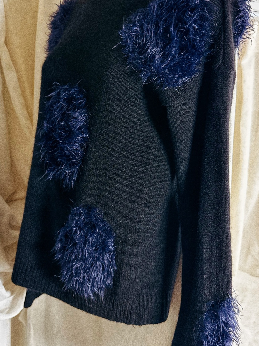 🖤💙 Autumn Cashmere 100% Cashmere Navy Textured Spot Sweater • XS